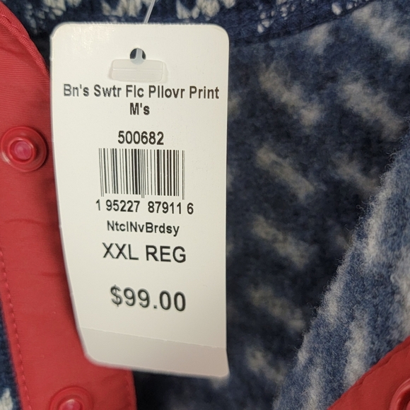 L.L. Bean Navy Birdseye Print Slightly Fitted Fleece Pullover Sweater Sz XXL NEW - Picture 11 of 11